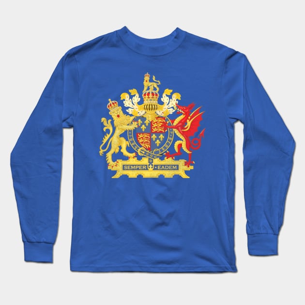 Queen Elizabeth II Coat of Arms Long Sleeve T-Shirt by darklordpug